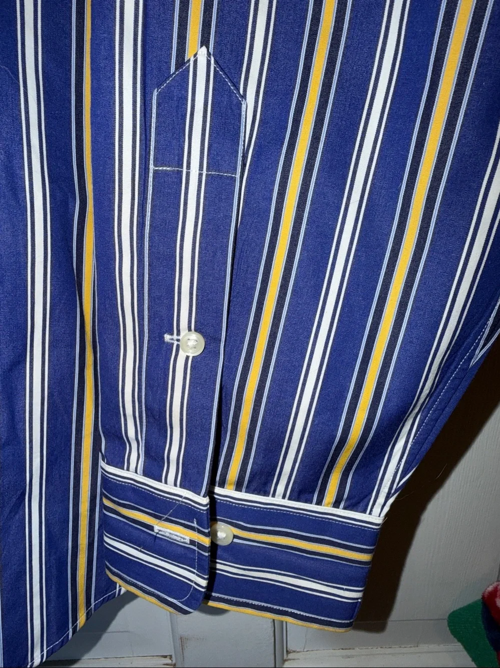 Polo by Ralph Lauren Blue & Yellow Striped Men's Dress Shirt